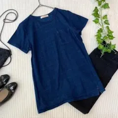 【美品✨】CHILD WOMAN チャイルドウーマン コットン半袖Tシャツ 紺色のサムネイル