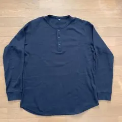 UNIQLO ユニクロ ワッフル ヘンリーネック ロンT ブラック XL