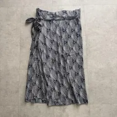 トリココムデギャルソン　ロングスカート　レーヨン　白　紺　アシンメトリー