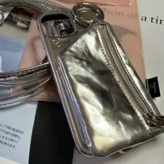 ajew iPhone14/16e ケース シルバー ストラップ付