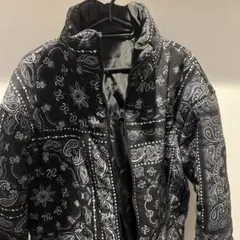 ペイズリー　ダウン　ジャケット　メンズ　エスニック　チャイハネ　黒