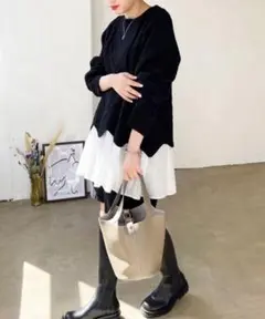 美品(F)ケーブルニット/長袖セーター/オーバーサイズ/プルオーバー/大きい