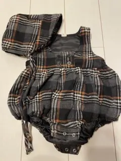 nunubiel check rompers bonnet 韓国子供服