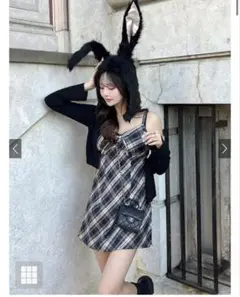 新品　グレイル　grl チェック柄リボンキャミミニワンピース[dk1292]