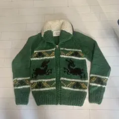 Another Edition 緑の動物柄ジップアップジャケットカウチン