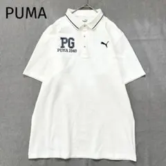 【プーマ】 ゴルフウェア　XL 半袖ポロシャツ　PGロゴ刺繍 白　ゆったり　夏