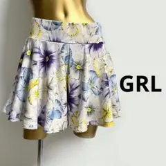 0295★GRL 花柄 キュロット スカート F パープル