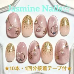 ネイルチップ クリスマス・ピンクマグネットネイル【10本・1回分接着テープ付】