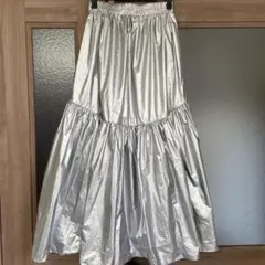シルバー フレアスカート ティアードデザイン