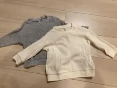 西松屋 長袖 カットソー 70 80 ホワイト グレー 2枚セット ワッフル