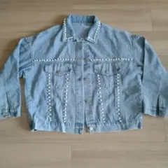 パール付きデニムジャケット