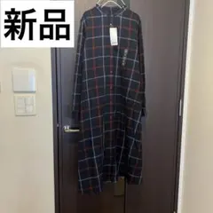 新品 ユニクロ フランネルAラインワンピース 紺 ネイビー