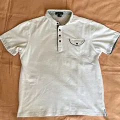 Yin & Yang ホワイト ポロシャツ 半袖 大きめサイズLL 花柄 デニムのサムネイル