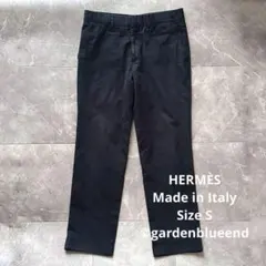 HERMES コットン スラックス サイズS エルメス ストレート 薄手 黒のサムネイル