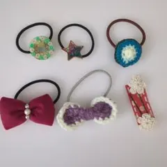 カラフルなデザインのヘアゴム6個セット