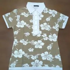 efficace ハイビスカス柄 ポロシャツ サイズSのサムネイル