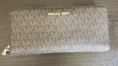 【中古】MICHAEL KORS | 長財布 ブラウン ラウンドファスナー