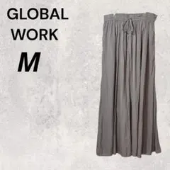 GLOBALWORK グレー ガウチョパンツ M ワイド ゴムウエスト フレア