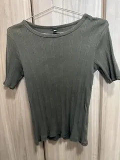 UNIQLO リブTシャツ カーキ M