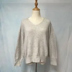 【LAUTREAMONT】グレー 長袖ニットセーター【F】グレー　Vネック