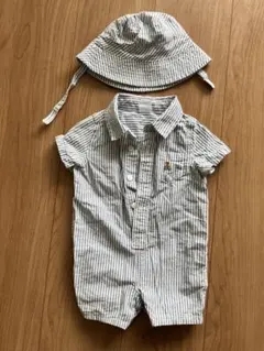 baby GAP ストライプロンパース&帽子セット 3-6ヶ月
