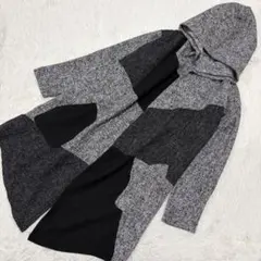 Rings フード付きカーディガン グレー×ブラック 46 オシャレ