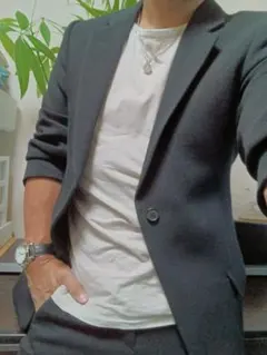 極美品EMPORIOARMANI　スーツセットアップ ブラック1つ釦 48 L