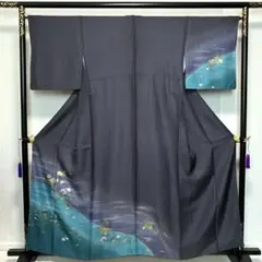 D261 夏着物 訪問着 手描き花模様 絽 正絹 しつけ糸付き未使用極美品