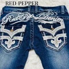RED PEPPER デニム M 刺繍 ラメ装飾 スキニー Y2K グランジのサムネイル