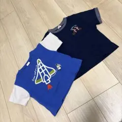 宇宙船と自転車の刺繍Tシャツ 2枚セット