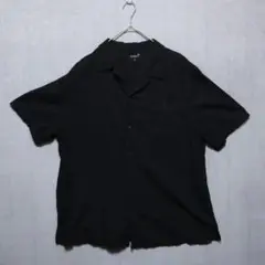 KS island 2483 リネン オープンカラーシャツ XXL 黒