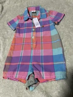 【新品・未使用タグ付き】baby GAP チェック柄ロンパース 3-6ヶ月