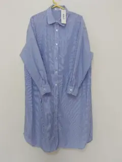 【新品】NAVY ストライプ シャツワンピース 長袖 Lサイズ