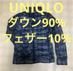 UNIQLO ネイビー・グリーンチェック ライトダウンジャケット