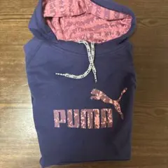 PUMA ネイビー フード付きパーカー L