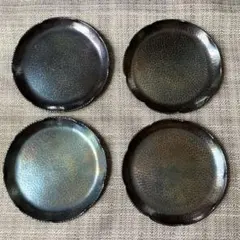 玉川堂　鎚起銅器　銘々皿　5枚セット　共箱あり Amazon.co.jp: 玉川堂 葉文 菓子器 鎚起銅器 銅虫ペン皿セット