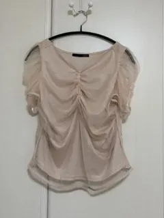 【Heather】ピンク シフォン風 ブラウス 半袖