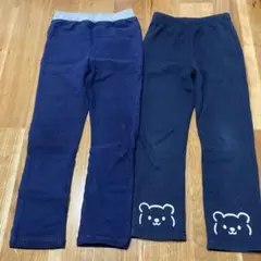 120cm ネイビー 長ズボン 裏起毛 2枚セット