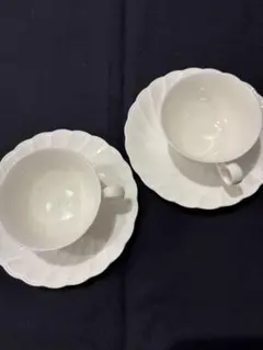 週末値下げノリタケホワイトティーカップ2個セット