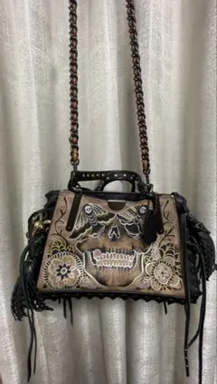 COACH スカル刺繍 ショルダーバッグ