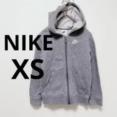 Nike グレー フード付きアウター XS 大きめ 男女兼用 フルジップ 裏起毛