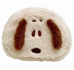 PEANUTS スヌーピーレトロファー ラウンドポーチ モカ