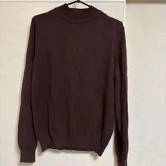 ダークブラウン 長袖ニットセーター