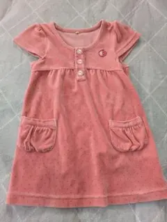 ピンク 半袖 ワンピース ポケット付き