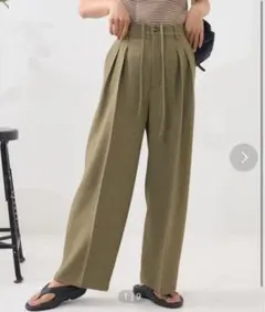 フリークストア オリーブ プリーツ入り ワイドパンツ Mサイズ