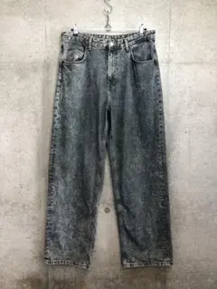 ZARA ザラ　デニム　パンツ　ワイド　バギー　ウォッシュ加工