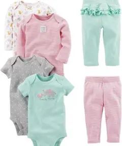 新品未使用❣️長袖ボディースーツ2枚、半袖ボディースーツ2枚、パンツ2枚の6枚組