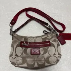 COACH ショルダーバッグ ベージュ/赤