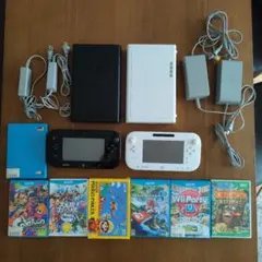 任天堂・wiiＵ本体（8GB）・ゲームパッド・電源ケーブル・ソフト7個　セット