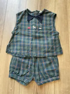 Cottoli チェック柄 ベビーベスト セットアップ　コトリ
